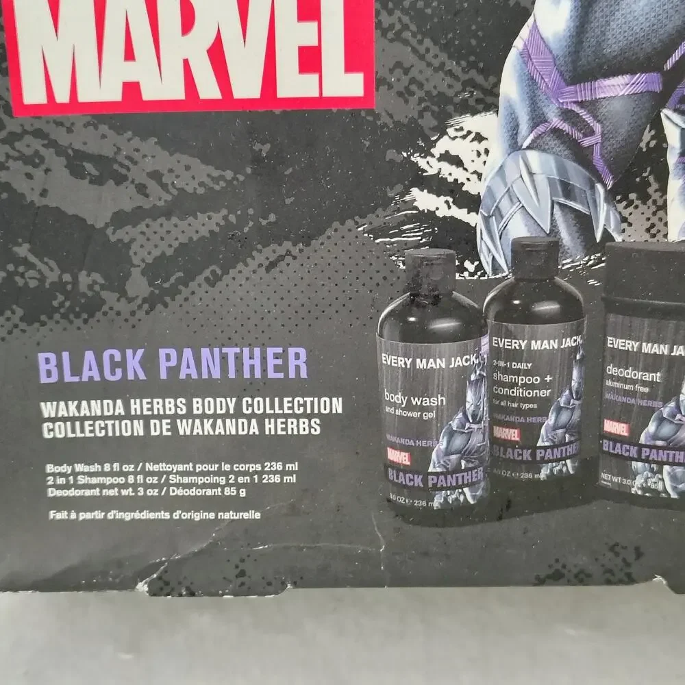Every Man Jack Marvel Black Panther Body Wash 2in1Shampoo Deodorant Gift Set NEW